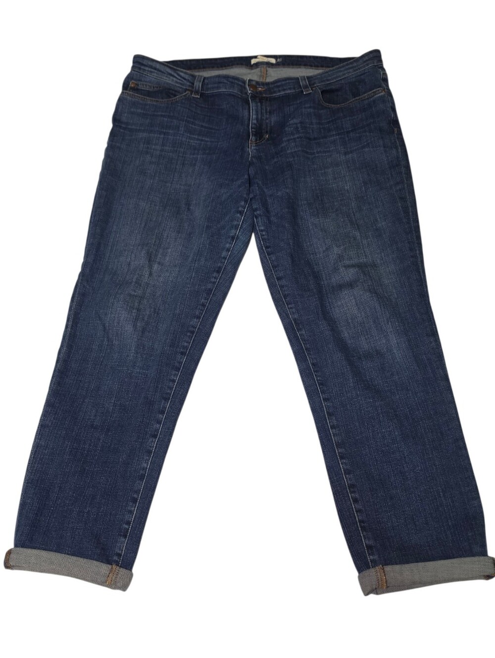 Eileen Fisher Ankle Denim Jeans Size 14 Boyfriend Cuffed Organic Cotton